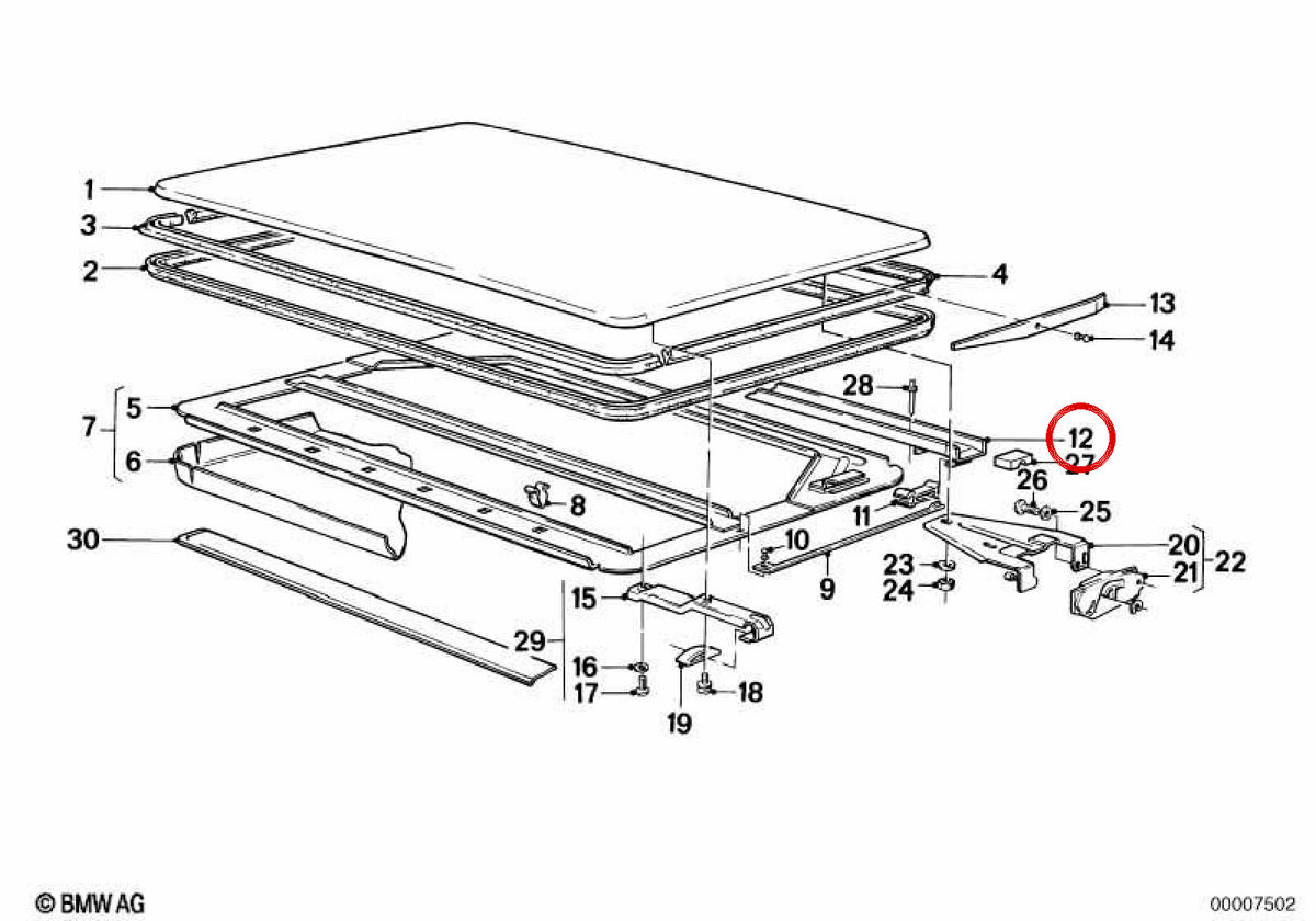 Gutter d'acqua OEM 54121837094 per BMW E21, E30. BMW originale.