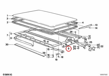 Conector direito OEM 54121857142 para BMW E21, E30, E12, E28, E24, E23. BMW genuíno.