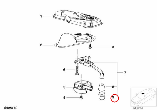 EVELOLECEDORA COVER OEM 54121859655 for BMW E34 (Series 5). Original BMW piece.
