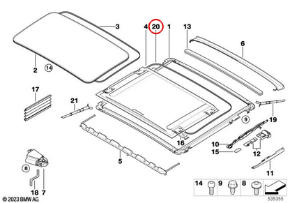 Keder de techo corredizo OEM 54127129878 para BMW E81, E82, E87, E88. Original BMW.