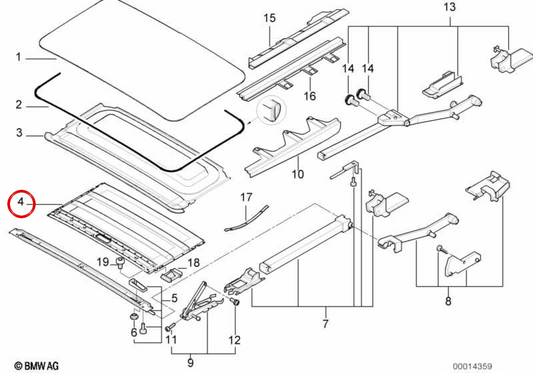 Framework del tetto tecnico OEM 54128173093 per BMW E38. BMW originale.