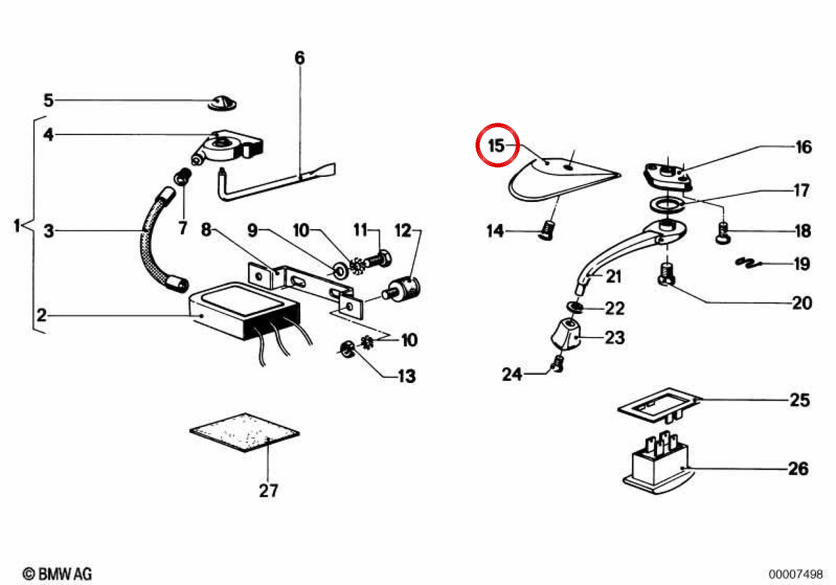 ASA OEM interno 54129634115 per BMW E12. BMW originale.