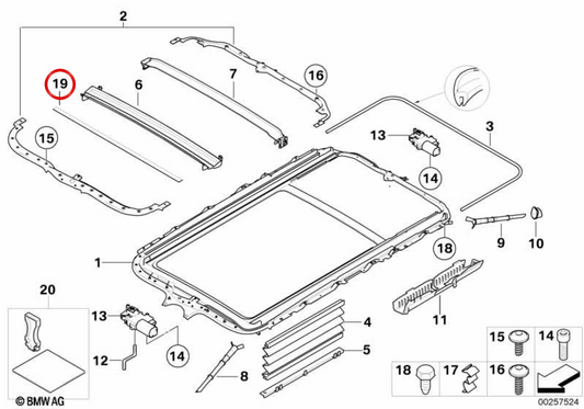 Striscia in feltro OEM 54137163569 per BMW E83. BMW originale.