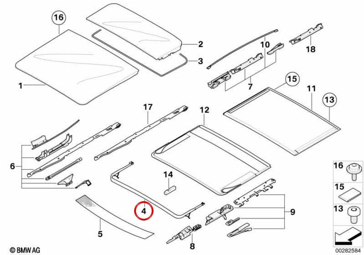 OEM-Schiebedach-Windabweiser 54137164873 für BMW 3er E91, E91 LCI. Original BMW.