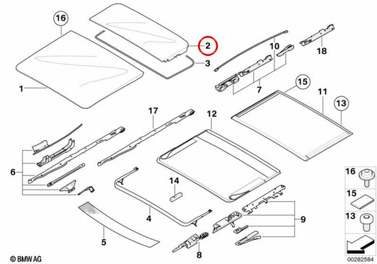 Vidro do teto solar traseiro OEM 54137176308 para BMW E91. BMW genuíno.