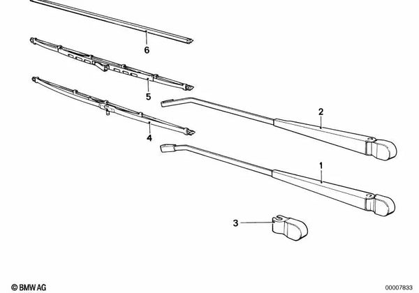 Brazo limpiaparabrisas derecho para BMW Serie 5 E12, E28 (OEM 61611365980). Original BMW