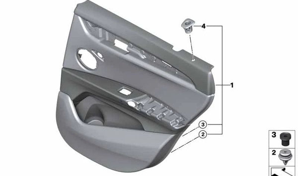 Panel de puerta trasero izquierdo OEM 51427438099 para BMW F48. Original BMW.