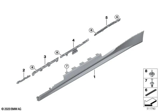 Support de seuil arrière droit pour BMW G22, G23 (OEM 51777490688). BMW d'origine.