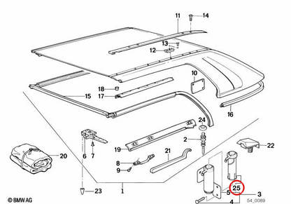 Conector de contacto derecho OEM 54211961958 para BMW E30. Original BMW.