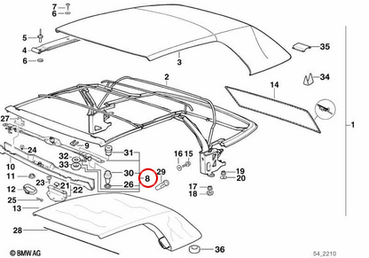 CHIUSA CAPOTA OEM 54218163657 per BMW E36. BMW originale.