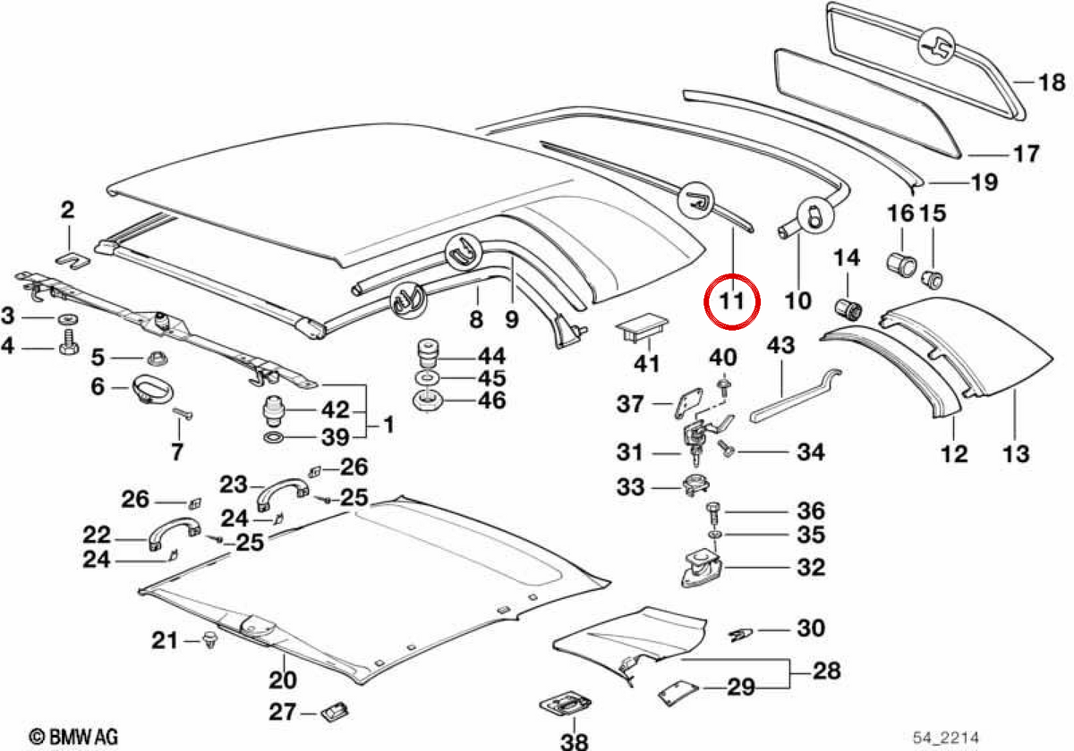 Protector de borde trasero OEM 54218165013 para BMW E36. Original BMW.