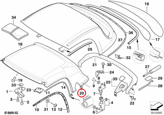 Clip d'extension OEM 54218410668 pour BMW E36 et Z3. BMW d'origine.