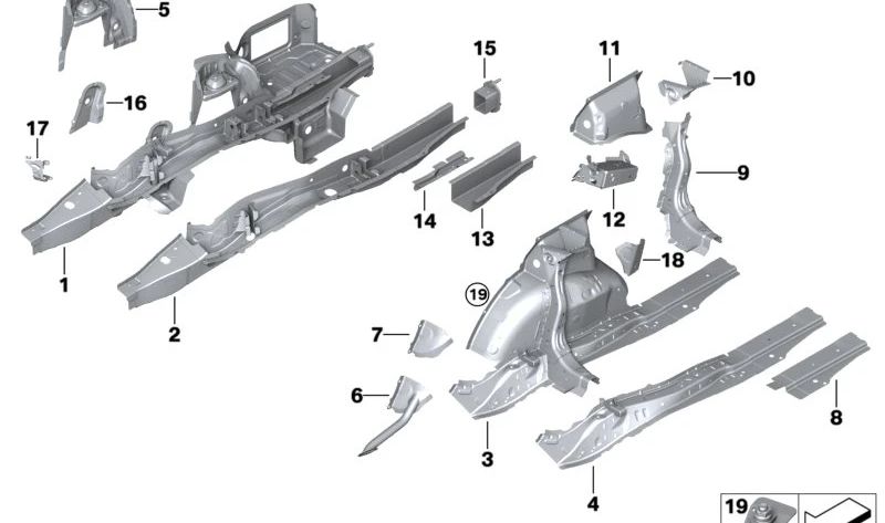 Soporte izquierdo guardabarros OEM 41007487191 para BMW G20, G20N, G21, G21N, G28, G28N, G80, G80N, G81, G81N. Repuesto original BMW.