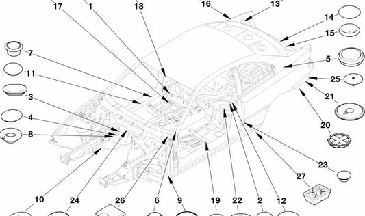 Tapón de cierre OEM 51718163996 para BMW E81, E82, E87, E88, E46, E38, E65, E66. Original BMW.