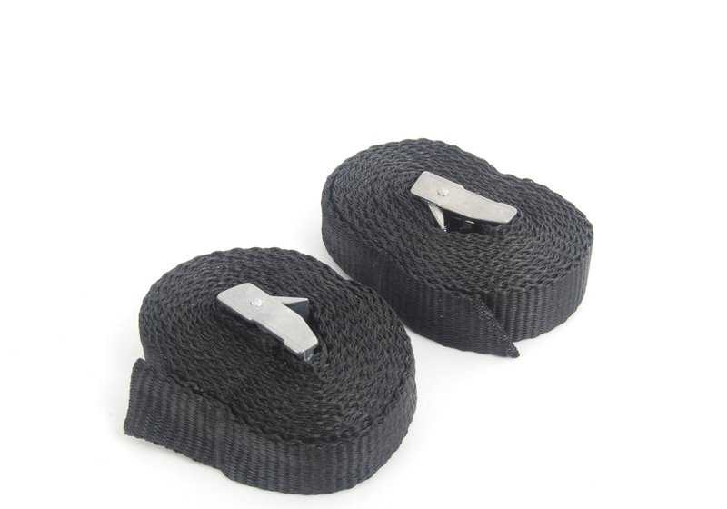 Juego de correas de sujeción para baca OEM 82730300931 para MINI {F54, F55, F56, F60, R50, R53, R55, R56, R60, R61, J05, U25} y BMW {E30, E36, E46, E90, E92, F30, G20, X1, X3, X5, etc.} Original MINI y BMW.