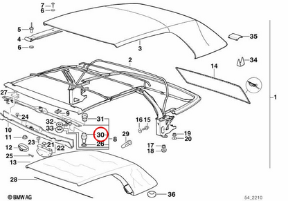 Pasador centrador OEM 54318163671 para BMW E36. Original BMW.