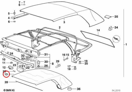 Techo interior tapizado OEM 54318203867 para BMW E36 (Compact, Berlina, Coupé, Touring, Cabrio). Original BMW.