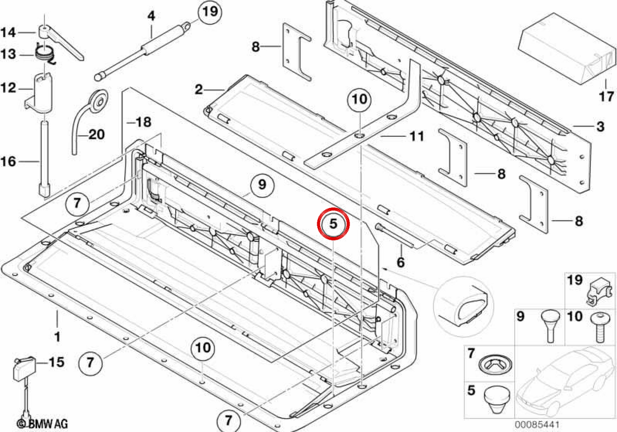 Tope de amortiguador OEM 54318260805 para BMW E46, E63, E64. Original BMW.