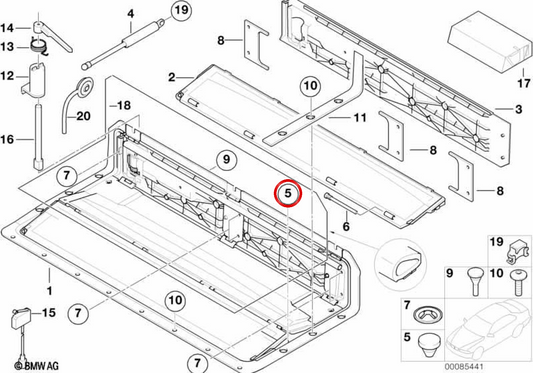 Rolha de amortecedor OEM 54318260805 para BMW E46, E63, E64. BMW genuíno.
