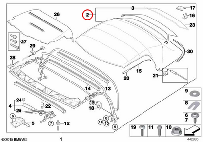 Completo Capota OEM 54318411122 per BMW E36 (Cabrio). BMW originale.