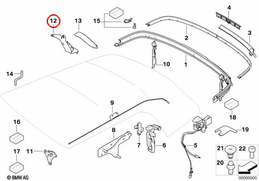 Modanatura tessuto posteriore sinistra capote OEM 54342758095 per MINI Cabrio R57, R57 LCI Cooper, Cooper D… e altri. Originale MINI