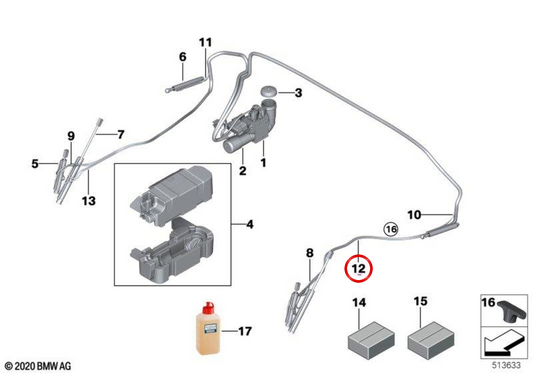 OEM 54345A05E25 tubo hidráulico para BMW G23 420D, 420i, 430i ... e muito mais. BMW original.