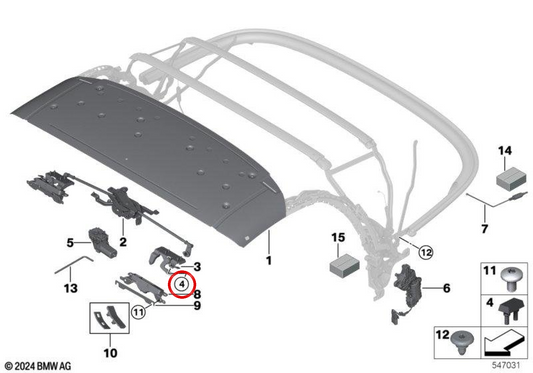 Cappo di gomma OEM 54345A06AA3 per BMW F91, G14, G29. BMW originale.