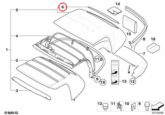 Rear window OEM 54347004457 for BMW E52 (Z8). Original BMW.