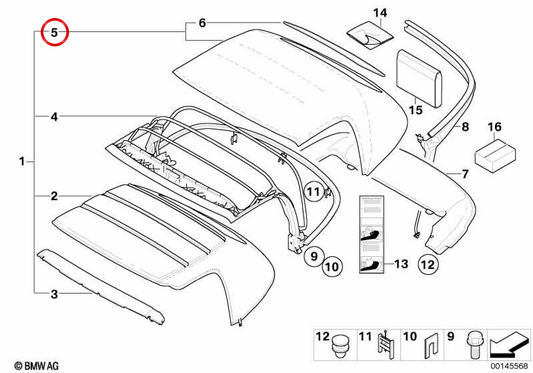 Forro do capô OEM 54347008765 para BMW Z8 E52. BMW genuíno.