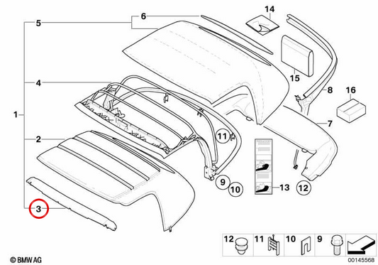Front foam OEM 54347025585 for BMW E52 (Z8). Original BMW.