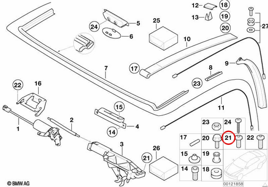Kit de fixation de fermeture OEM 54347036350 pour BMW E52. BMW d'origine.