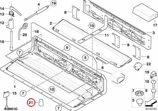 OEM 54347133623 Cap di gomma Capota per BMW E64, F12. BMW originale.