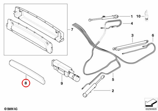 OEM 54347154649 Supporto di rivestimento del soffitto per BMW E64. BMW originale.