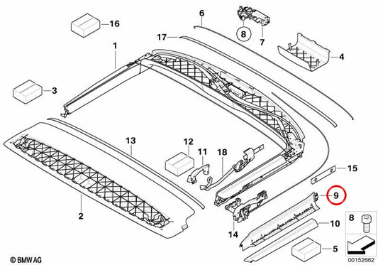 Paramento interior derecho OEM 54347177318 para MINI Cabrio R52 Cooper, Cooper S, One (2004-2008). Original MINI.