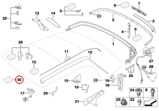 Supporto distanziale OEM 54347183399 per MINI Cabrio R52 (11/2002 - 07/2008). MINI originale.