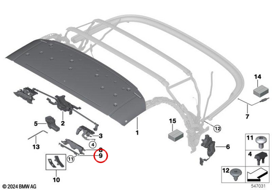 OEM 54347214897 distanziatore a soffitto per BMW G29. BMW originale.