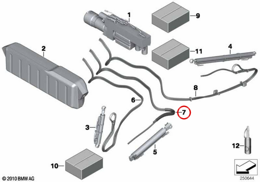 Hydraulic hose Right trunk cover OEM 54347299836 for BMW F12, F13. Original BMW.
