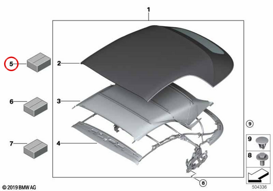 OEM 54347421640 tela soffitto per BMW F23. BMW originale.