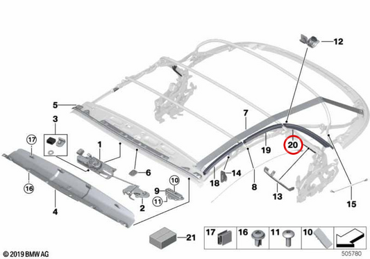 Supporto di ancoraggio OEM 54347421664 per BMW F23. BMW originale.