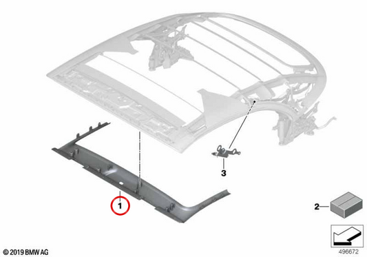 Guarnição da estrutura do teto OEM 54347947292 para BMW F91, G14. BMW genuíno.