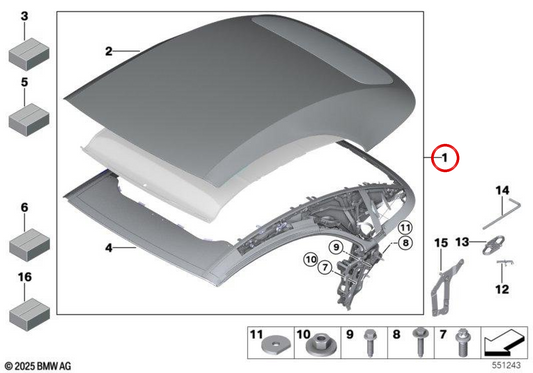 Komplettes Cabrio -Dach 54348492520 für BMW G23, G83. Original BMW.