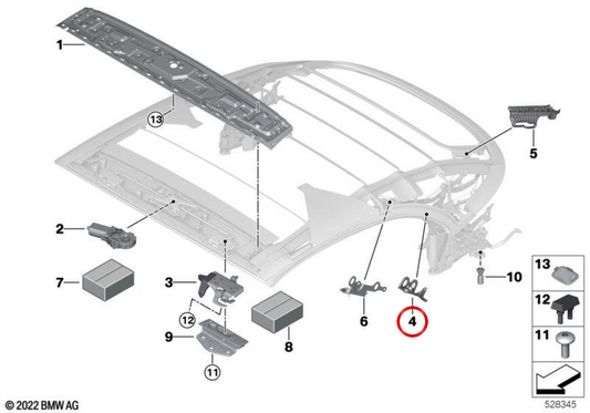 OEM 54349448953 Piastra di avvio sinistra per BMW F91, G14. BMW originale.