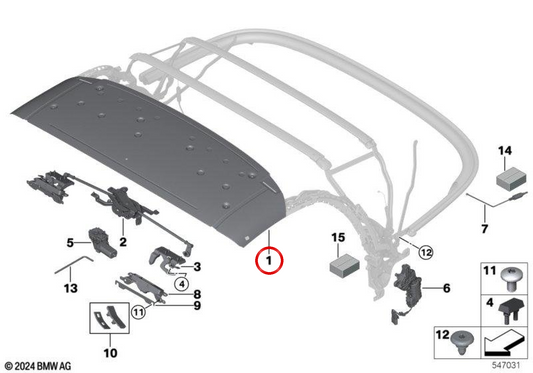 OEM 5434949200 Rinforzo del cofano per BMW G29. BMW originale.