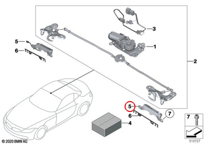 Piastra di base destra 54377192950 per BMW E89. BMW originale.