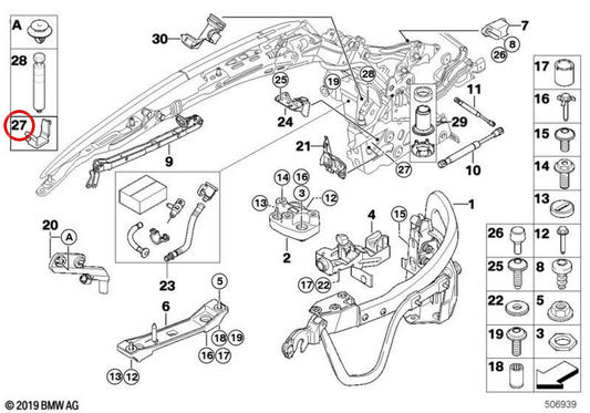 Tope OEM droit 54377197978 pour BMW E93, F33, F83. BMW d'origine.