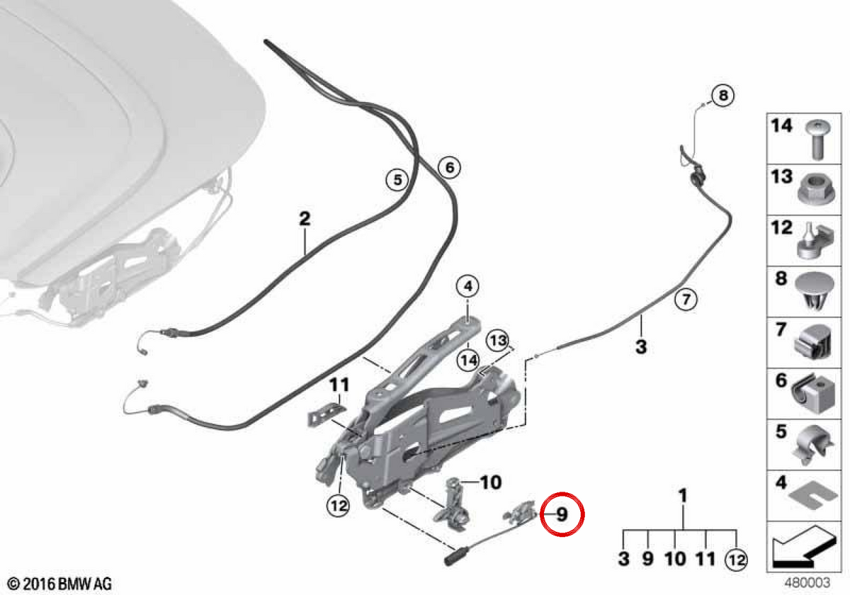Interruptor microsensor de bloqueio direito OEM 54377228586 para BMW Z4 E89. Peça original BMW.