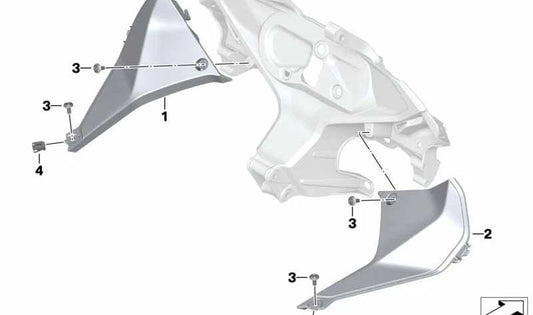 Remate interior derecho OEM 46638545304 para BMW Motorrad R1200RS, R1250RS. Original BMW Motorrad.
