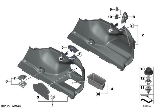 Liner cover for BMW 7 Series G70 (OEM 51475A3B336). Original BMW