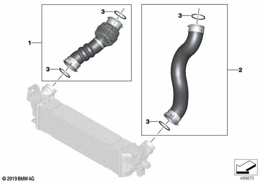 Ladeluftleitung para BMW 5 G30 Series, G31, G38N, Série 6 G32, G32N, X5 G05 (OEM 11618580081). BMW original