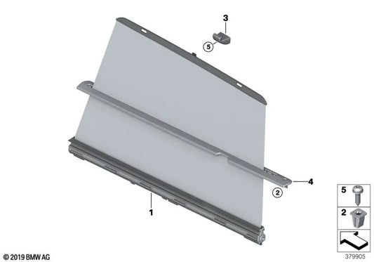 Proteção solar Blende Right para BMW F16, F86 (OEM 51427412854). BMW original